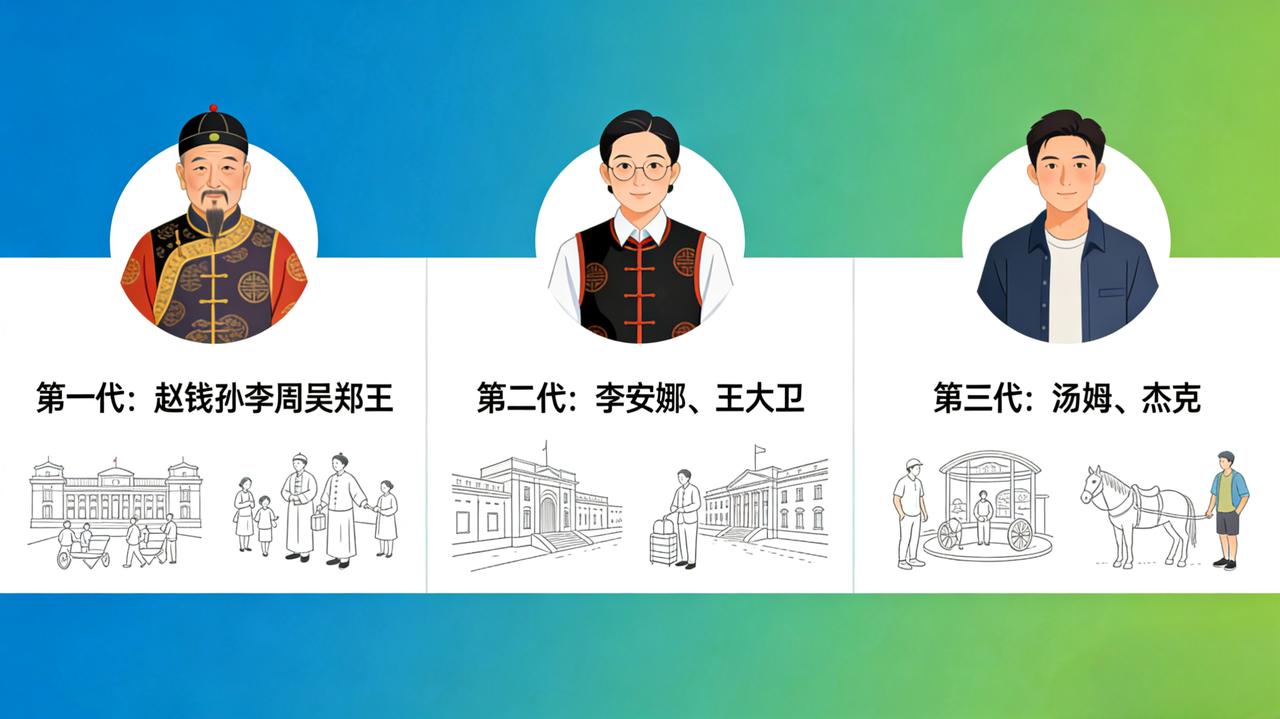 你说中国人移民到美国的时候，都是带着赵钱孙李周吴郑王的百家姓的，三代之后是不是都