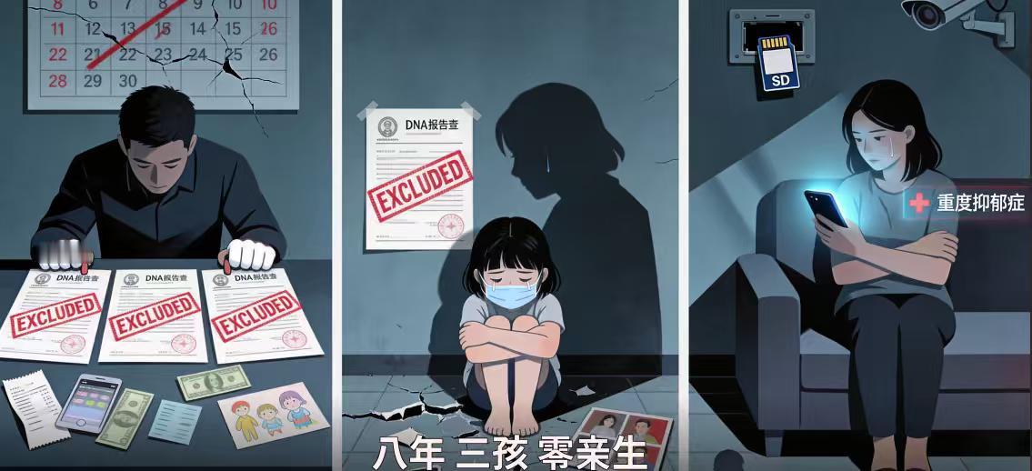 三孩非亲生案女方自称重度抑郁：诊断书能抹掉8年的骗局吗？
结婚8年，3个女儿均非