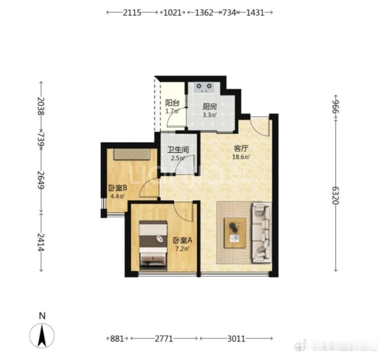 深物业金领64平2房，差不多是深圳最蜗居的房子，估计跟香港30平差不多。 