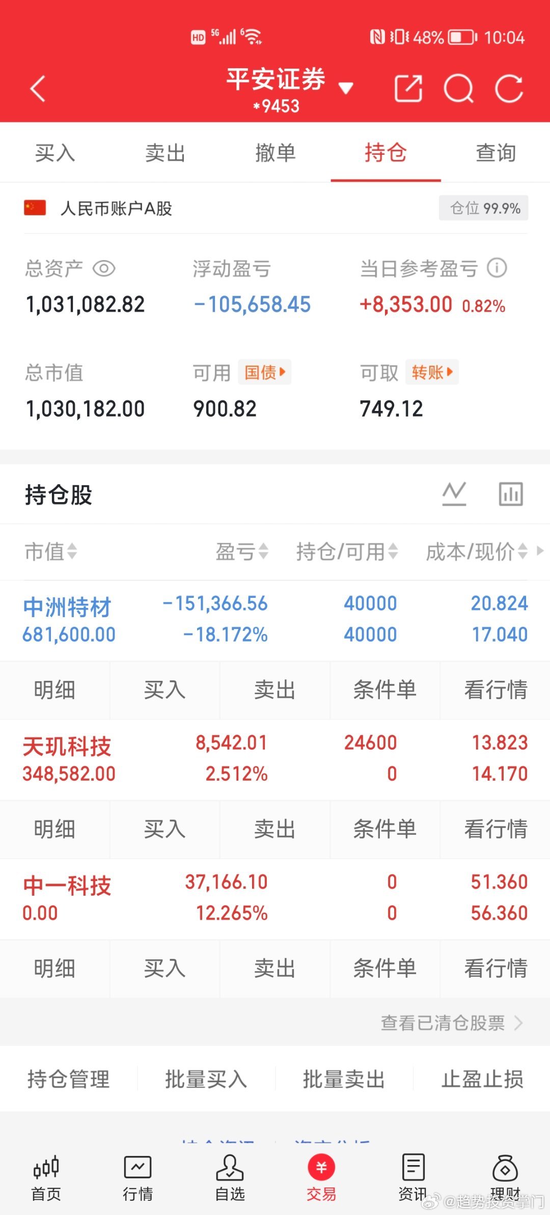 开盘清仓中一科技，切换布局天玑科技，紧跟算力、信创、词元热点，把握AI与数据要素