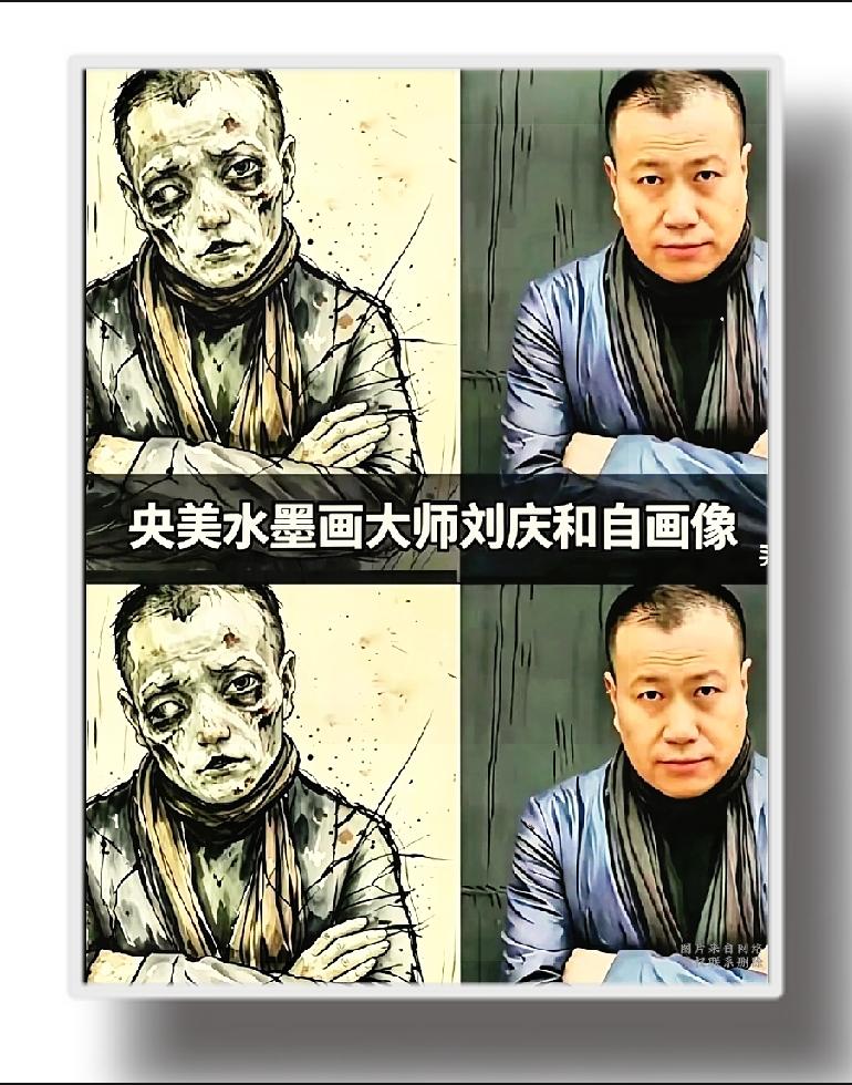 第一眼看到这张对比图，真的被震撼到！
 
一边是照片里的真人，一边是他笔下的自画