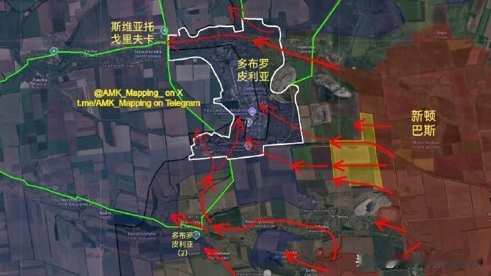 新西兰信源“AMK”通报称，俄军扩大了其在多布罗皮利亚方向的渗透范围，并继续在多