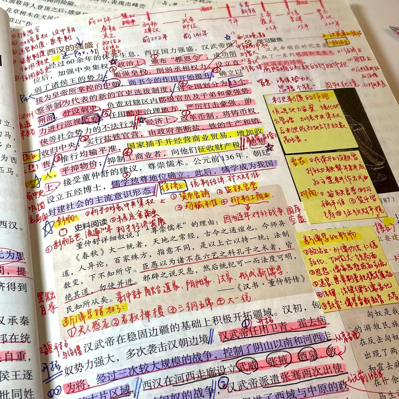 这孩子的历史笔记做得真不错！

历史教材上其实挺好做笔记的，每一页都留有适当的空