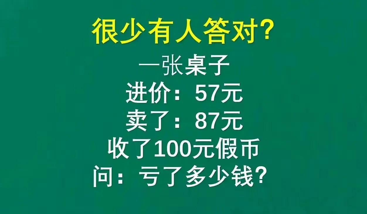 巧算桌子买卖亏多少，智商测试来了！