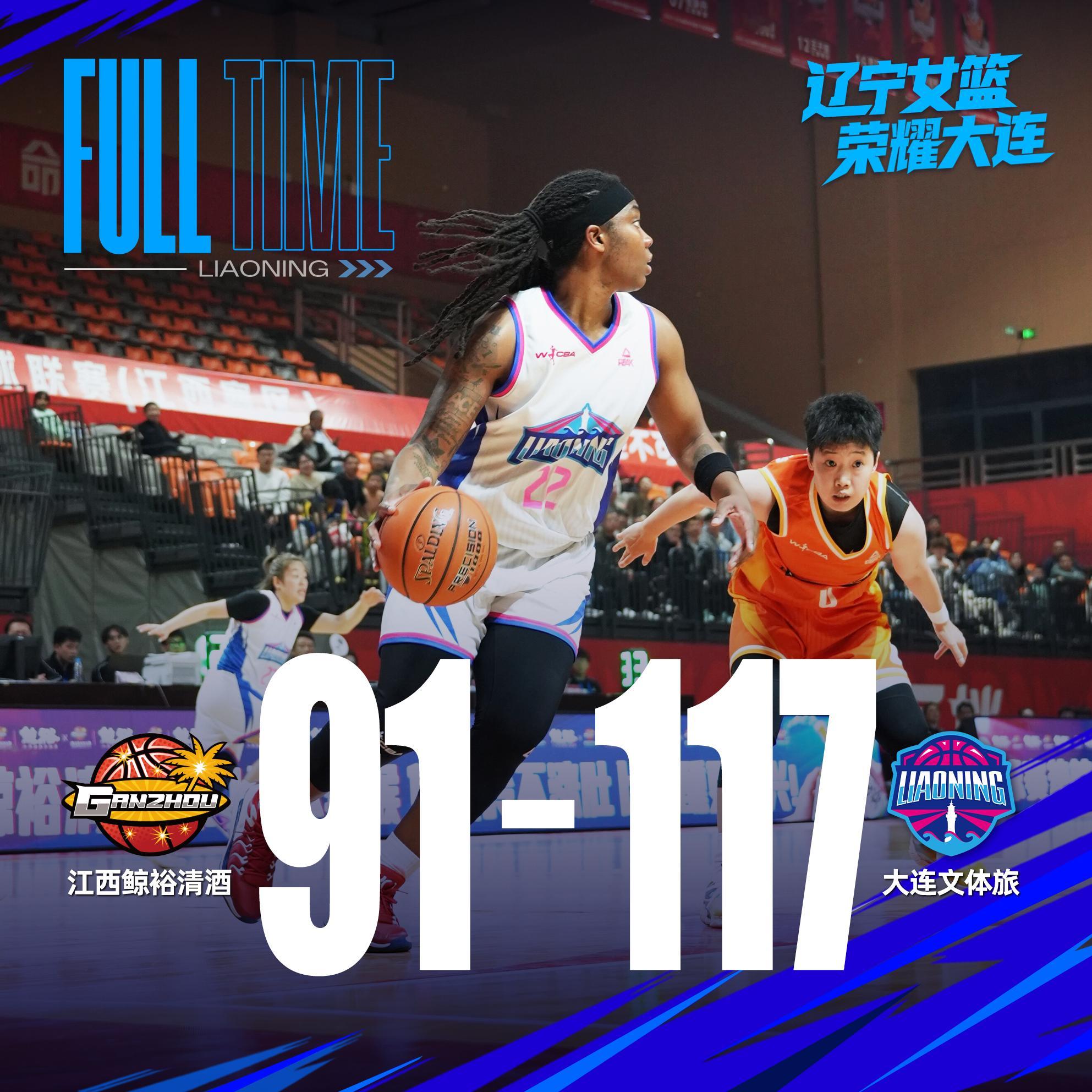 四连胜！大连文体旅117:91江西鲸裕清酒12月11日19时30分，2025-2