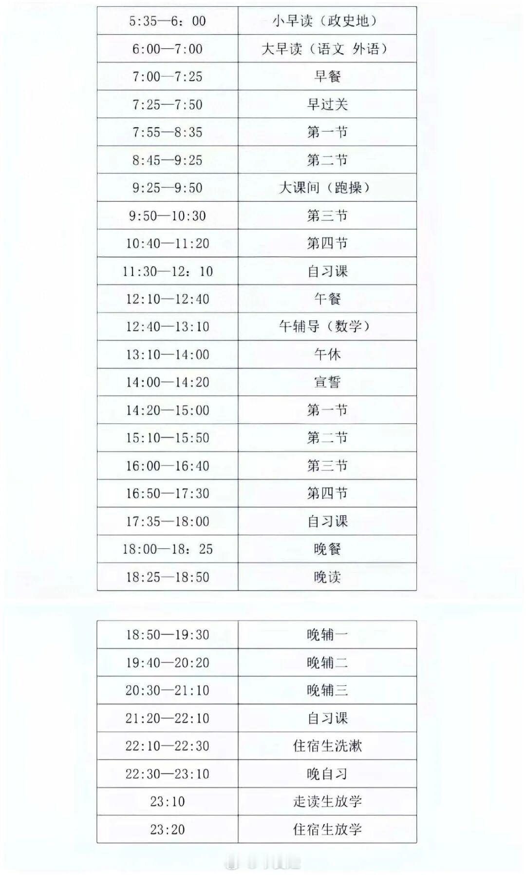 教育局回应5点半读书23点20放学作息表我勒个去