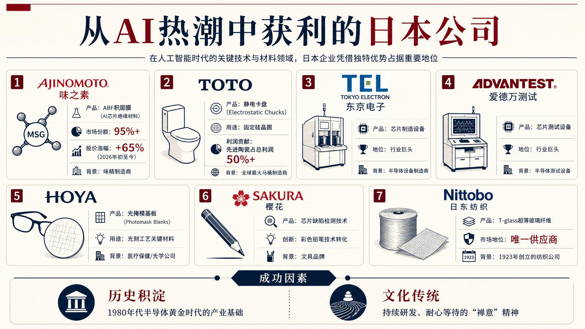 日本在AI 产业链扮演不起眼但重要的角色 这个表里面还有很多股票没有，比如村田制