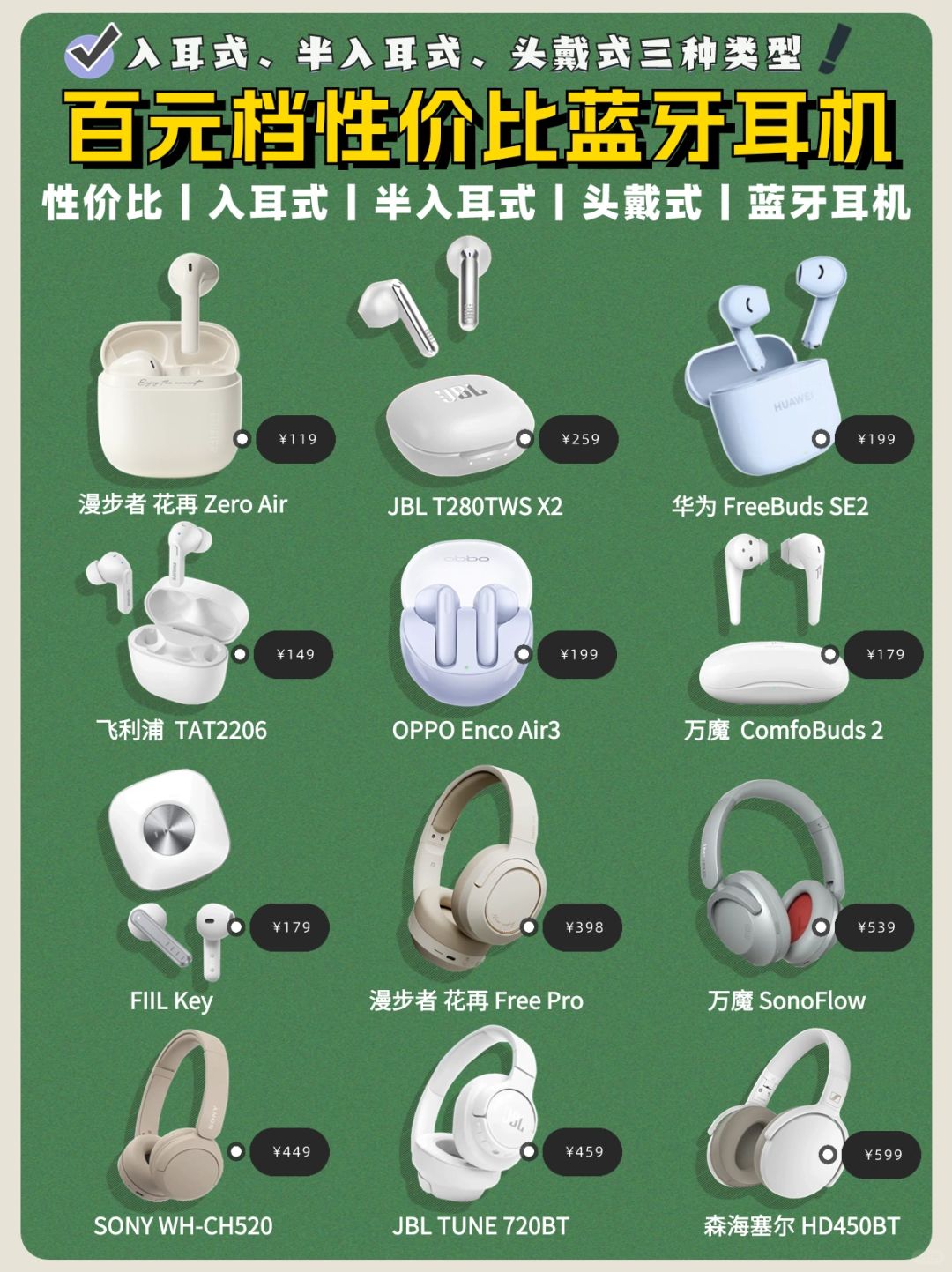 双11/百元档性价比无线蓝牙耳机推荐指南🎧