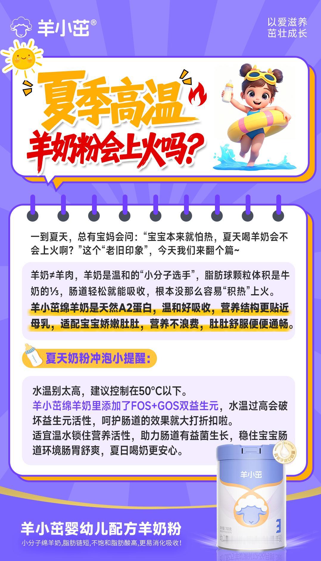🔥夏季高温喂养宝妈必看｜喝羊奶粉会上火吗？
💡羊奶≠羊肉，羊奶温和小分子更好