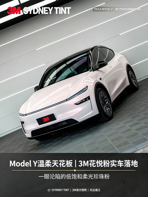 Model Y温柔天花板 悉尼贴膜花悦粉实车落地