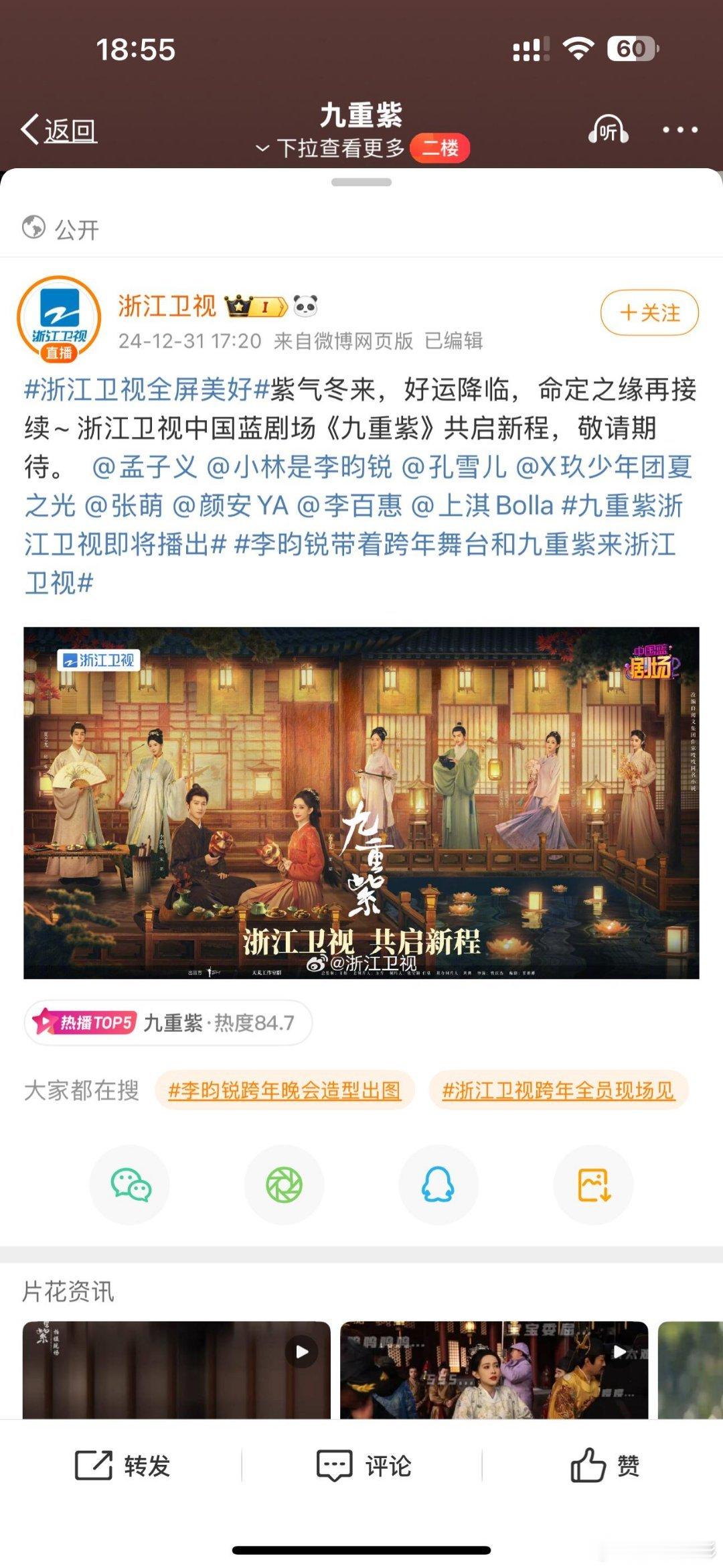 九重紫网飞上线 九重紫2025年上线网飞➕浙江卫视❗九重紫真的好棒 好难得这么喜