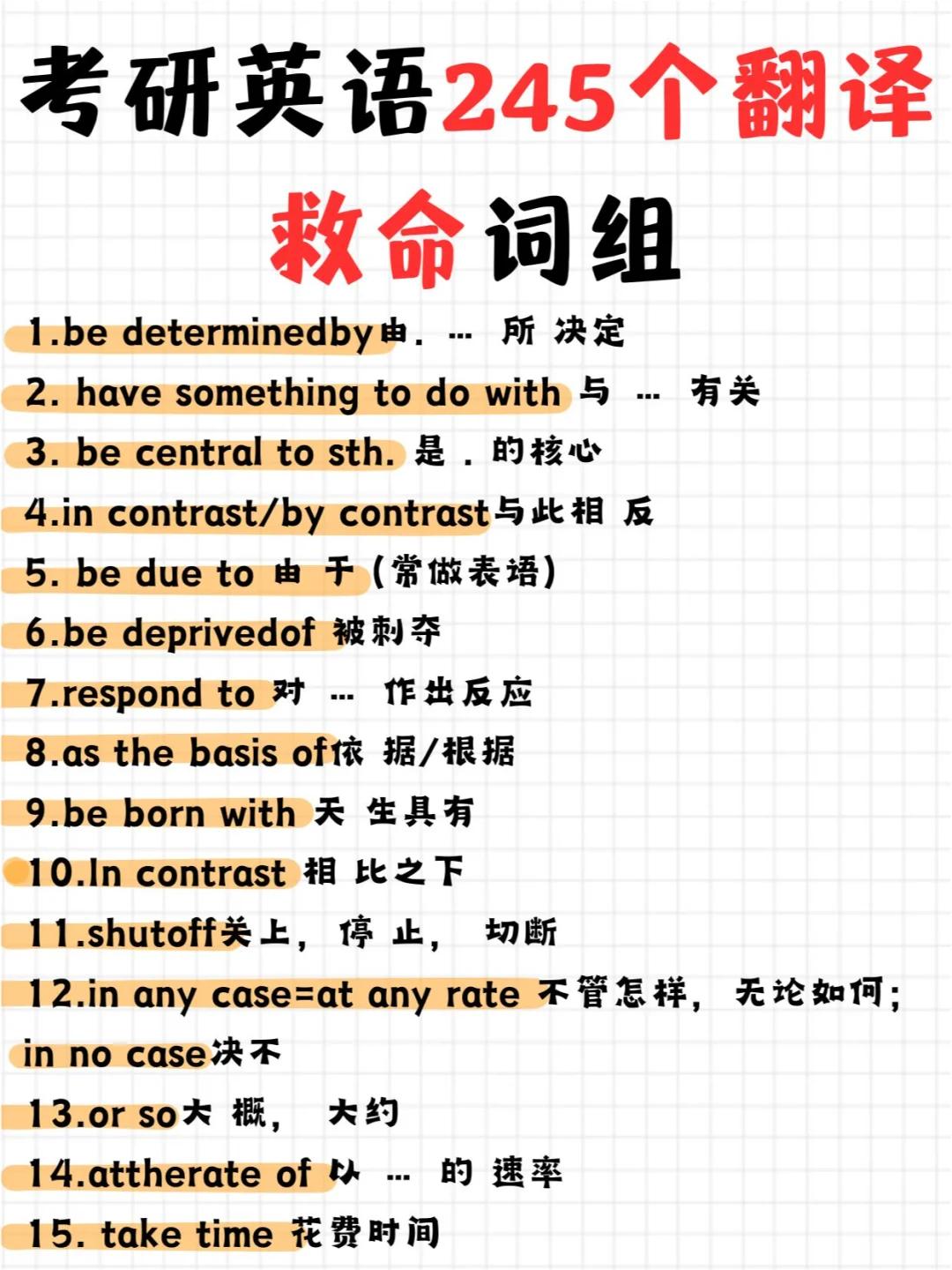 考研英语245个翻译救命词组