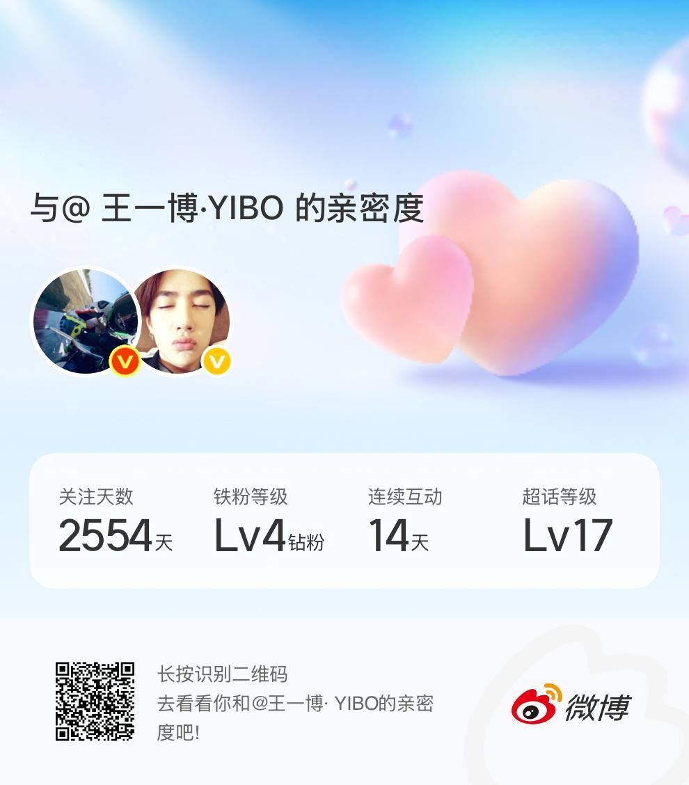 快来看看我与的亲密度！网页链接 王一博微博亲密度与王一博·YIBO的亲密度王一博