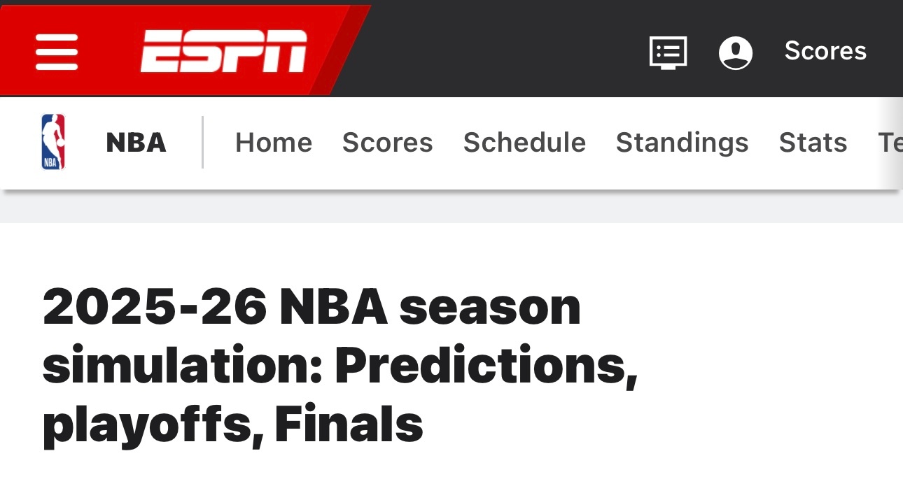 ESPN模拟2025-26赛季:图二：圣诞大战后东西部排名图三：全明星周末后东西