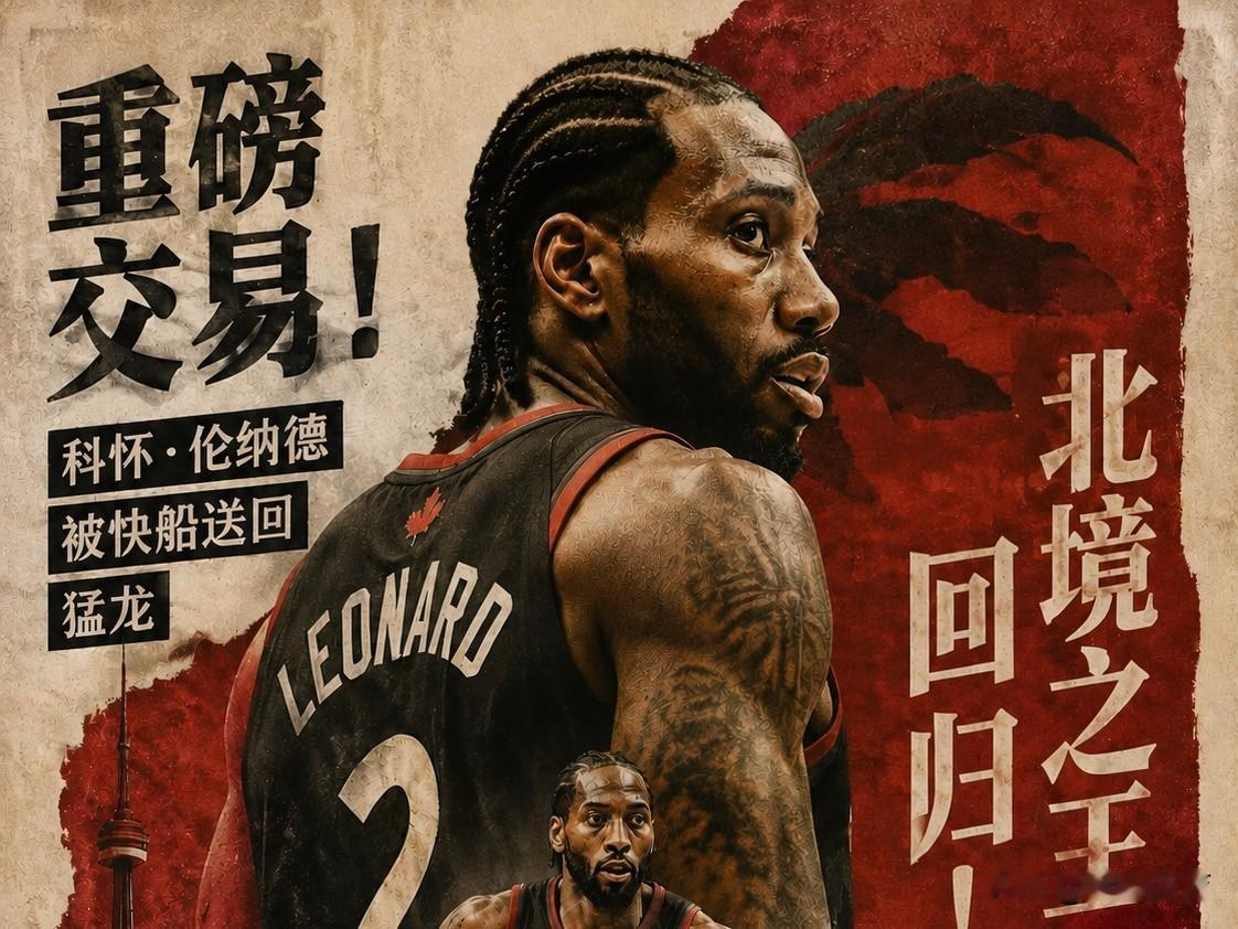 7换1大交易达成！猛龙队迎回莱昂纳德！
据Shams爆料:猛龙队和快船队已经完成