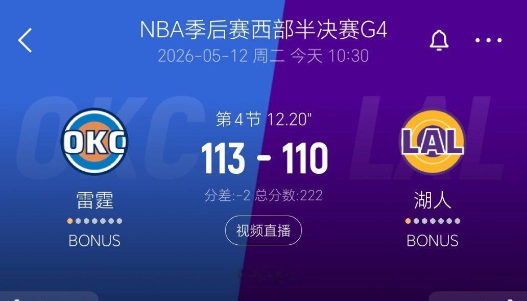 湖人要G，詹姆斯那个上篮可惜了雷霆vs湖人nba季后赛