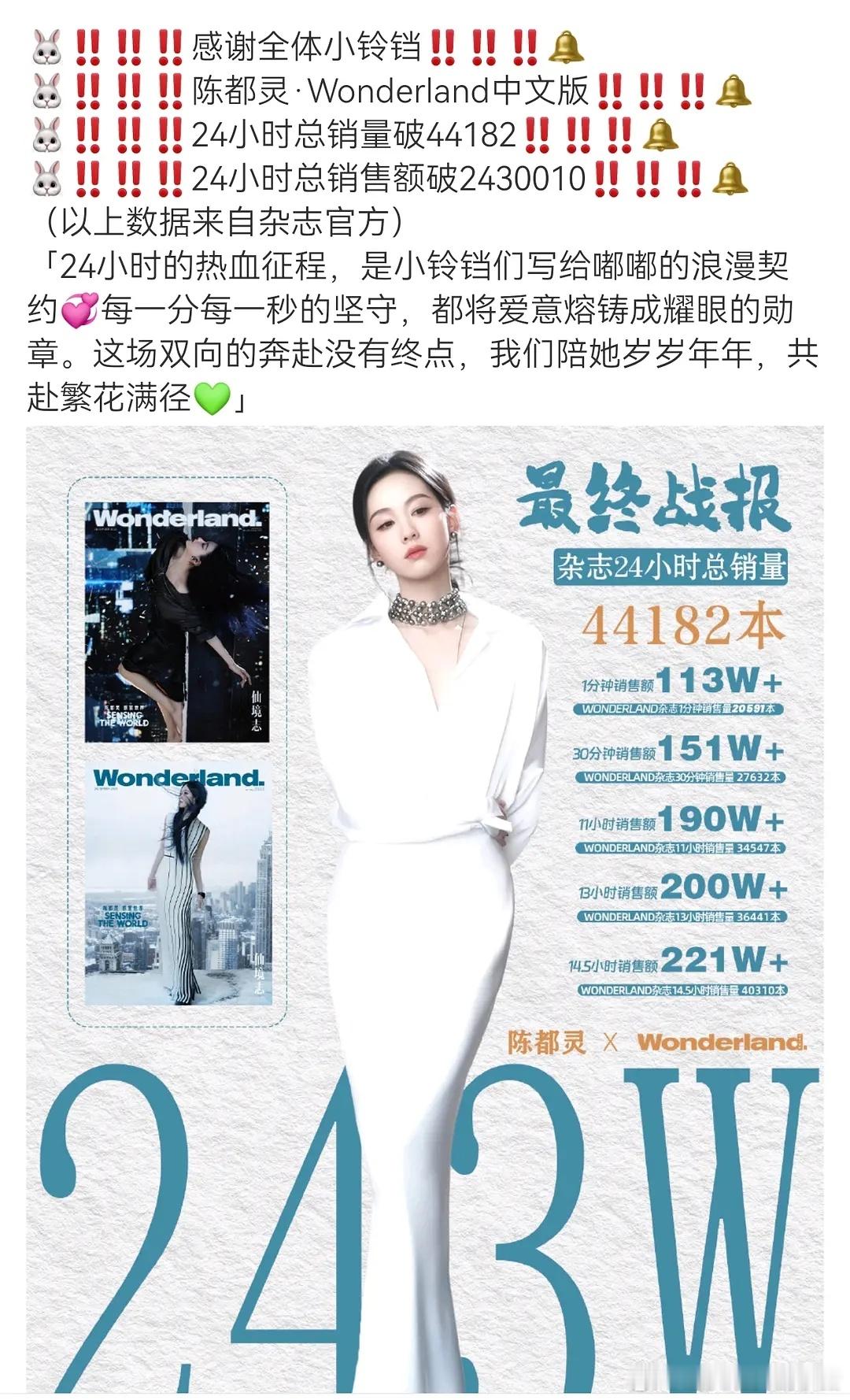 陈都灵杂志 24 小时销量战报 