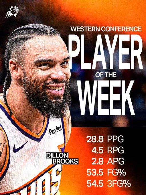 狄龙生涯首次当选周最佳 以为是交易的添头，没想到我才是主力，狄龙布鲁克斯当选西部