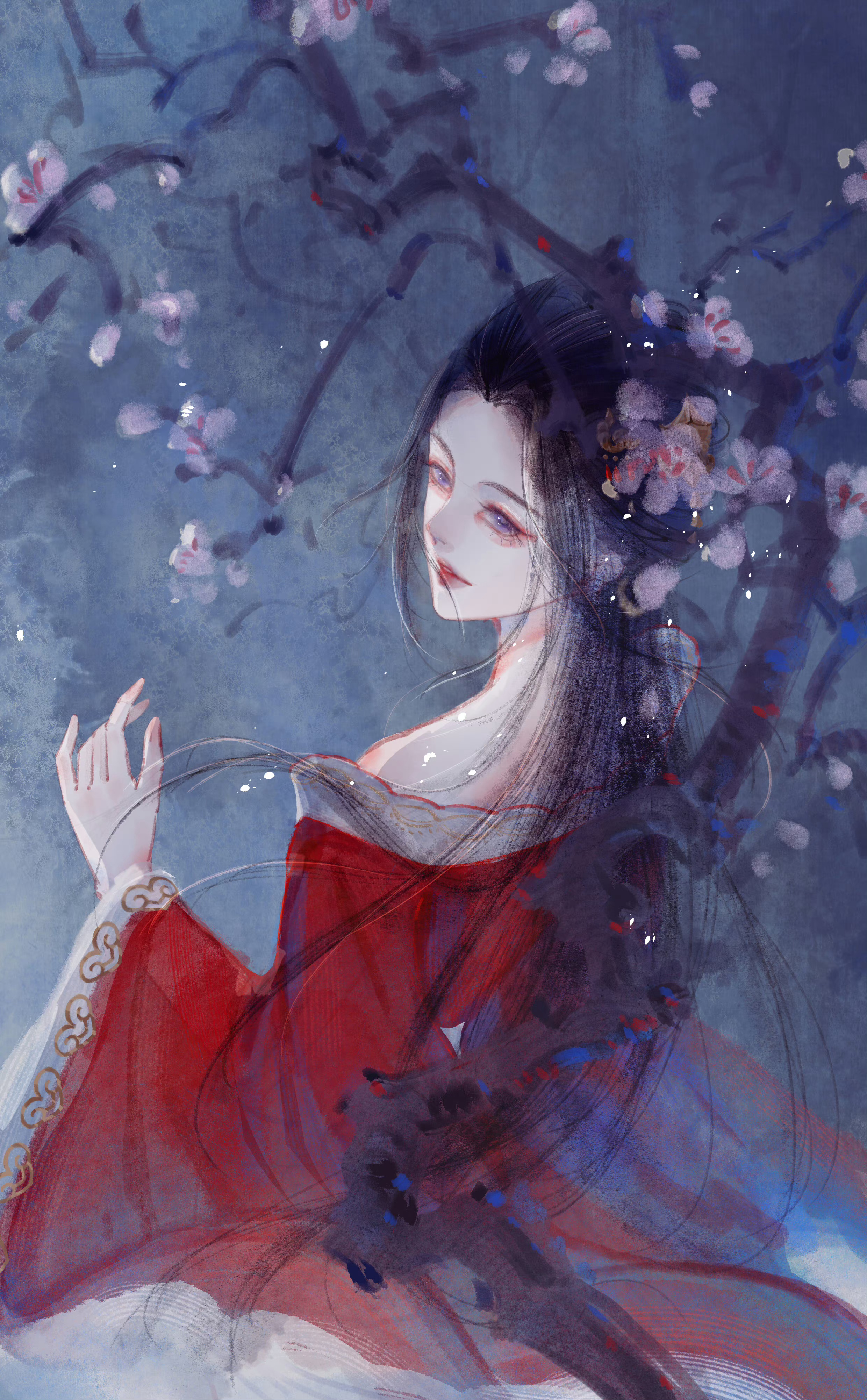 焰灵姬1124生日快乐 天行九歌焰灵姬焰灵姬朱衣轻拂暗香梅，夜色溶溶月影垂。纤指