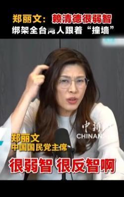 郑丽文当着全岛的面痛骂赖清德：弱智 绑架全台湾人跟着“撞墙”

她核心质问一句：