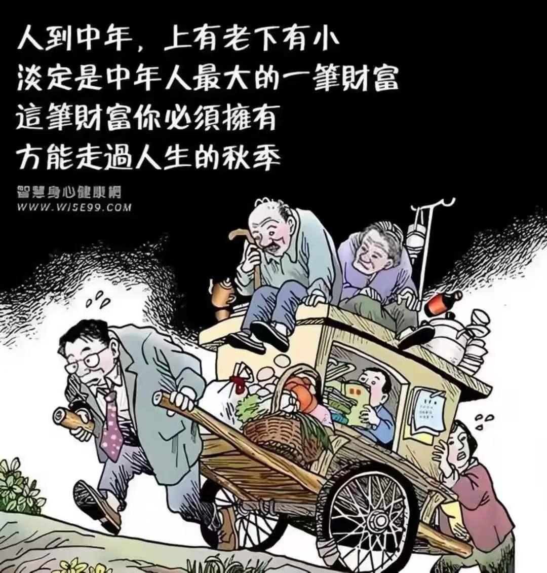 照片上的一幕
让人陷入了沉思和迷茫
听说过一句话：中年男人不如驴…
人到中年，被