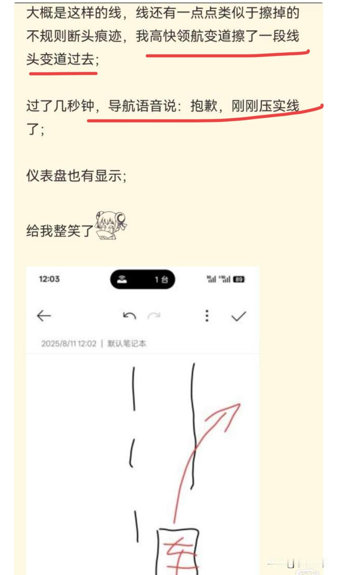 小迪：“抱歉，刚刚变道压实线了！”
话说，大家应该没见过这么实在，这么可爱的小迪