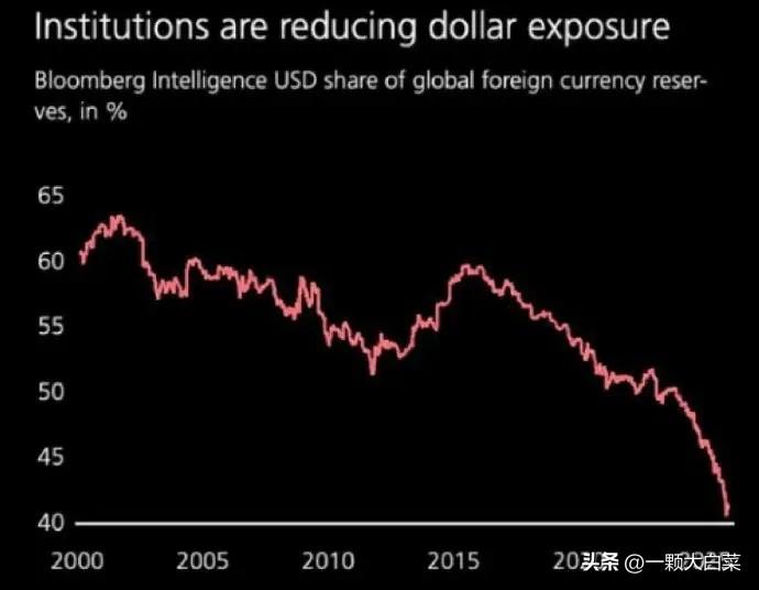 从60%暴跌到40%，美国财长一脸哀怨的证实，美元霸权岌岌可危了！

彭博社发布