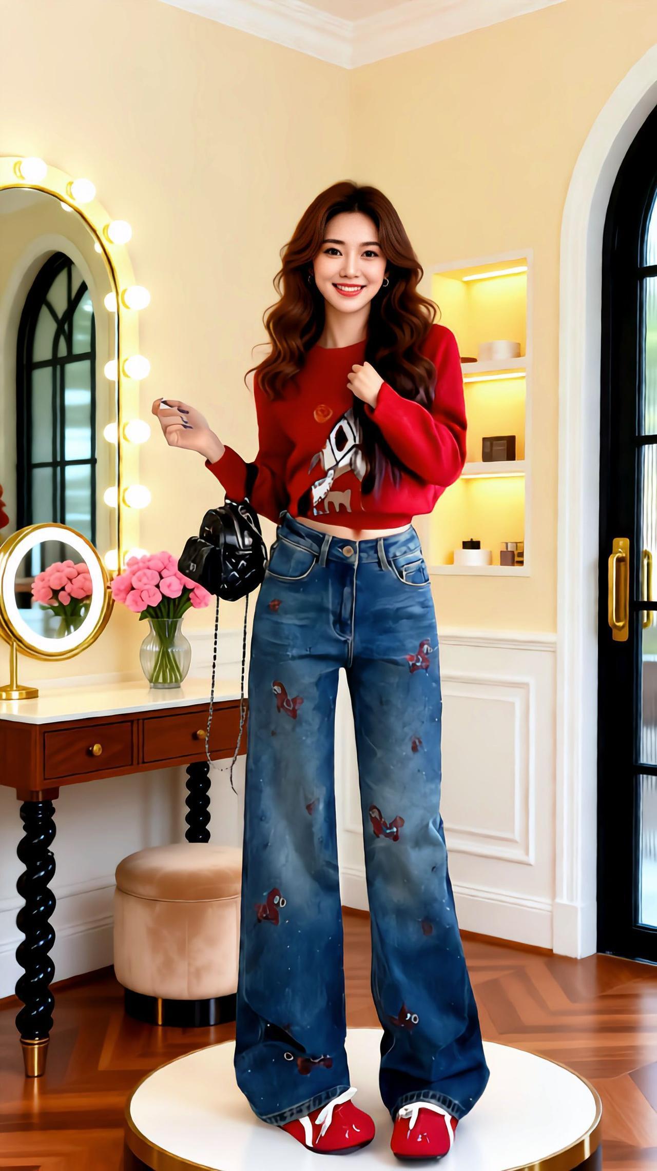 法式网红牛仔裤 正版深蓝色牛仔裤女 每日分享时尚女装潮流穿搭