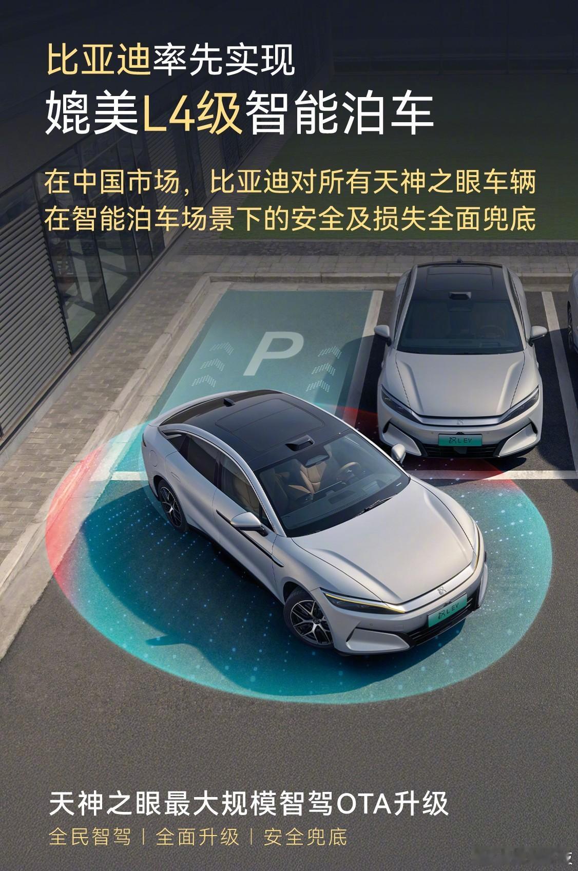 [哆啦A梦吃惊] 比亚迪承诺，为智能泊车安全及损失全面兜底。 ​​​