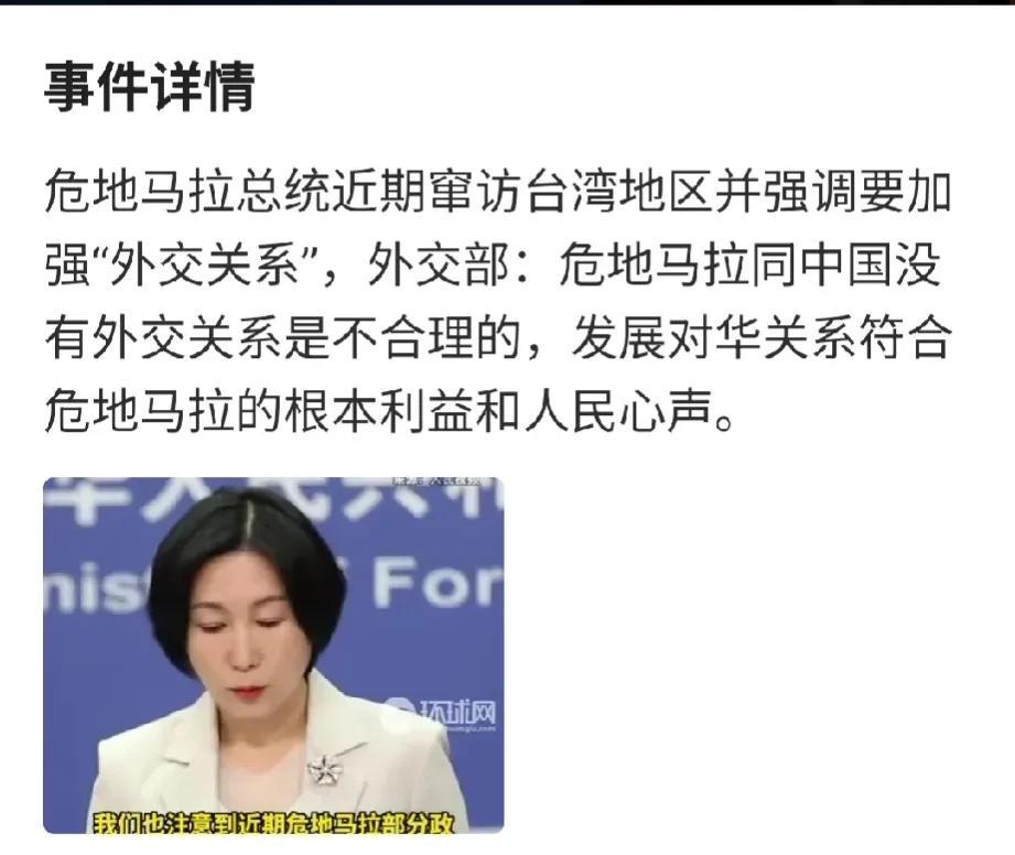  我觉得光是正告，似乎还不足以显示我方的态度吧？中国是危地马拉的第二大进口来源地