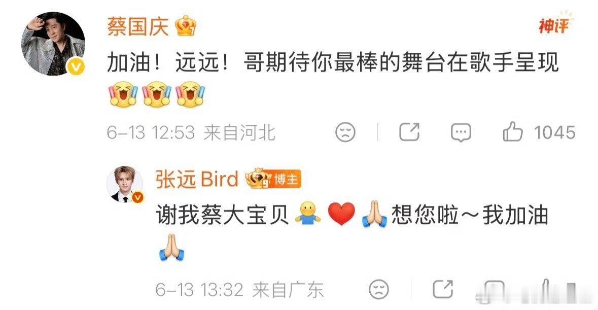 歌手前辈组团给张远打call歌手前辈给张远打call，期待舞台！歌手2026