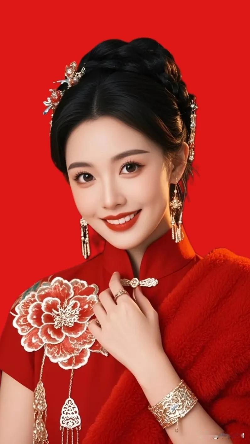 红妆美人笑，这让我想起古言文中那些惊艳的女子。她们就像一幅色彩浓烈又充满故事的画