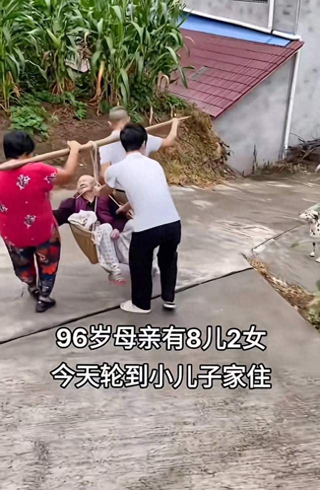 93岁老母被箩筐挑着轮换赡养！10个儿女，为何难安一个晚年