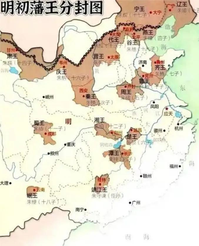 明太祖朱元璋分封儿子为王，本意是以儿子戍边，肯定比得过那些外姓人。可谁知道明成祖
