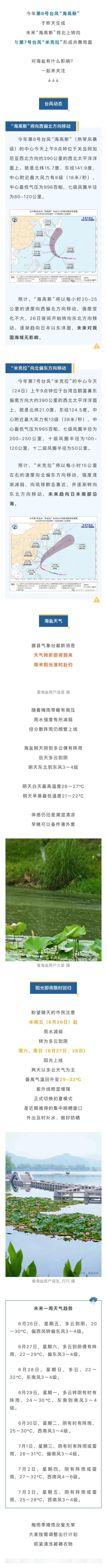 今年第8号台风“海高斯”于前天生成，未来“海高斯”将北上转向，与第7号台风“米克