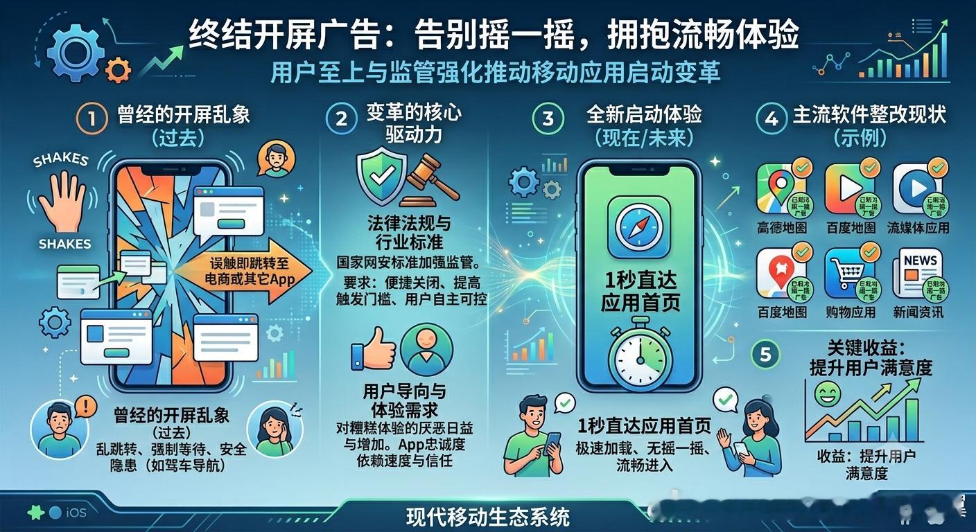 开屏广告没了 ：一位拥有274万粉丝的博主近期发布视频吐槽，在行车过程中因车辆颠