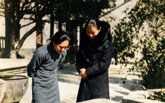 这是宋美龄随蒋介石拜访韩复榘时，与其二夫人纪甘青观赏游鱼时的照片。
 
这张照片