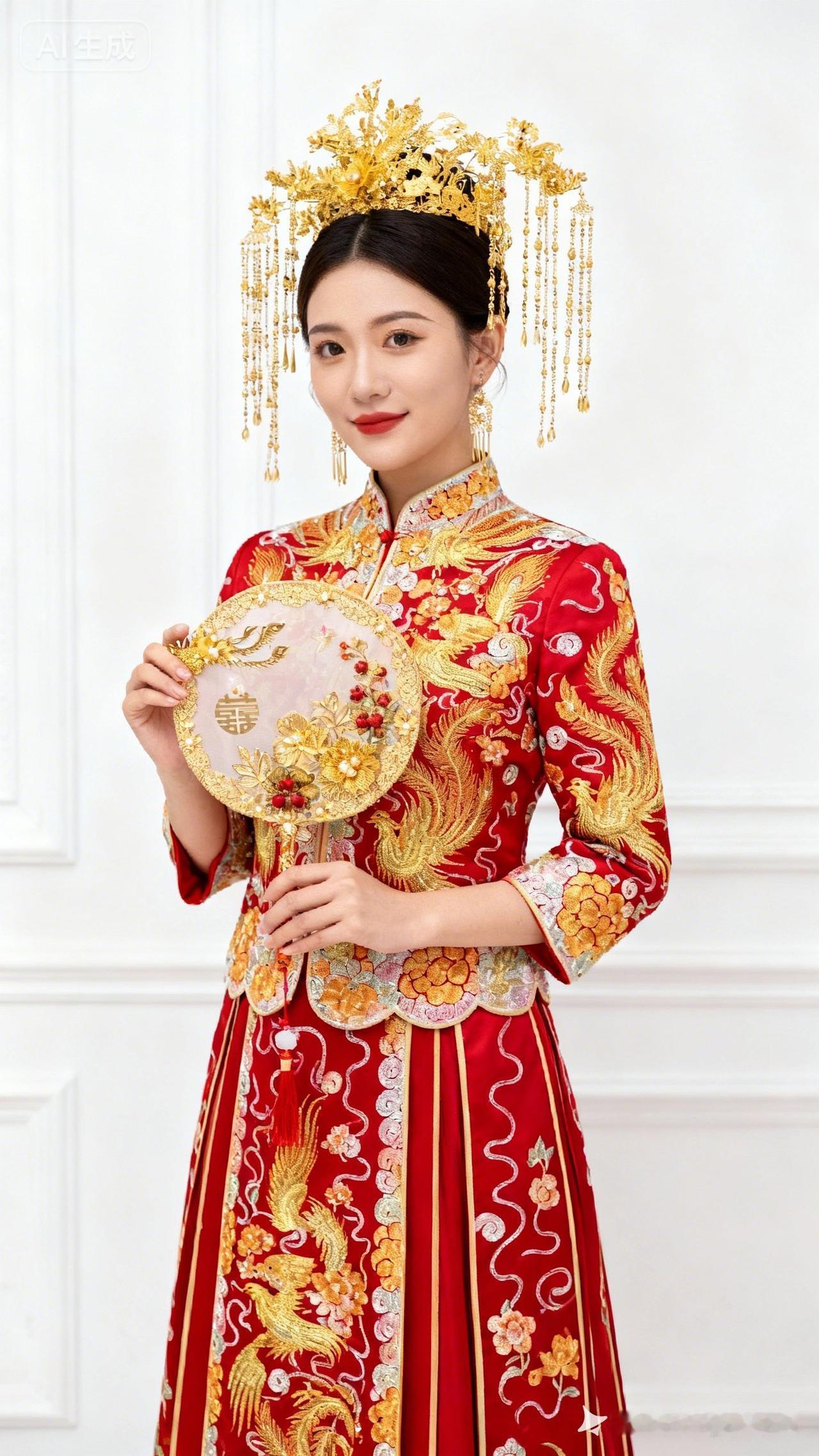 🌸 惊艳的汉服婚纱照，红衣金饰，古典美！🌸