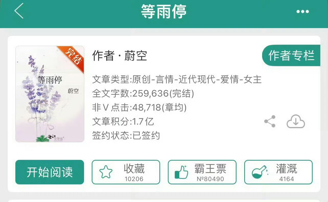小说推荐：《等雨停》 作者:蔚空简评：活泼开朗女主vs高冷天才男主，女撩男，久别