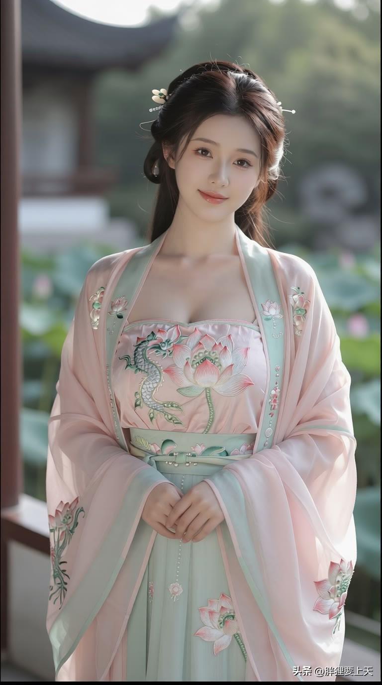 一池荷花，一身清装，不负人间好时节。美女人像群 高清美女 高雅气质美女 古风