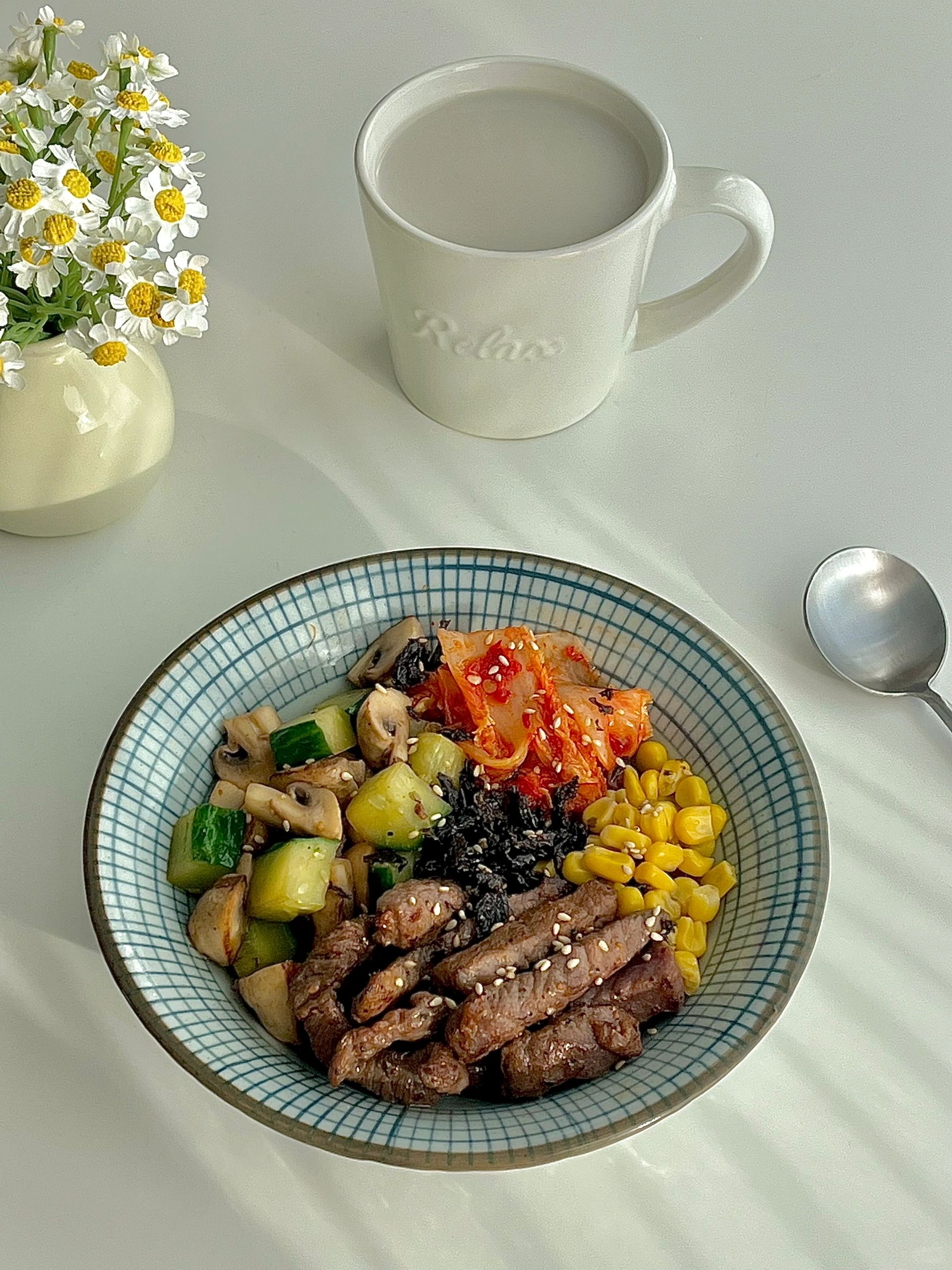 ☀️工作日早餐｜高蛋白牛肉口蘑泡菜拌饭😋