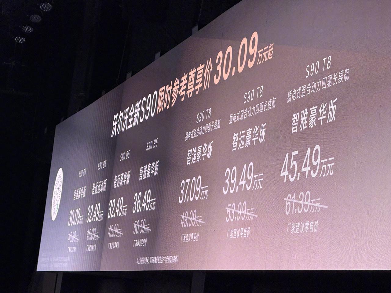 全新沃尔沃s90上市，售价40.69万元-61.39万元，2025年6月30日前