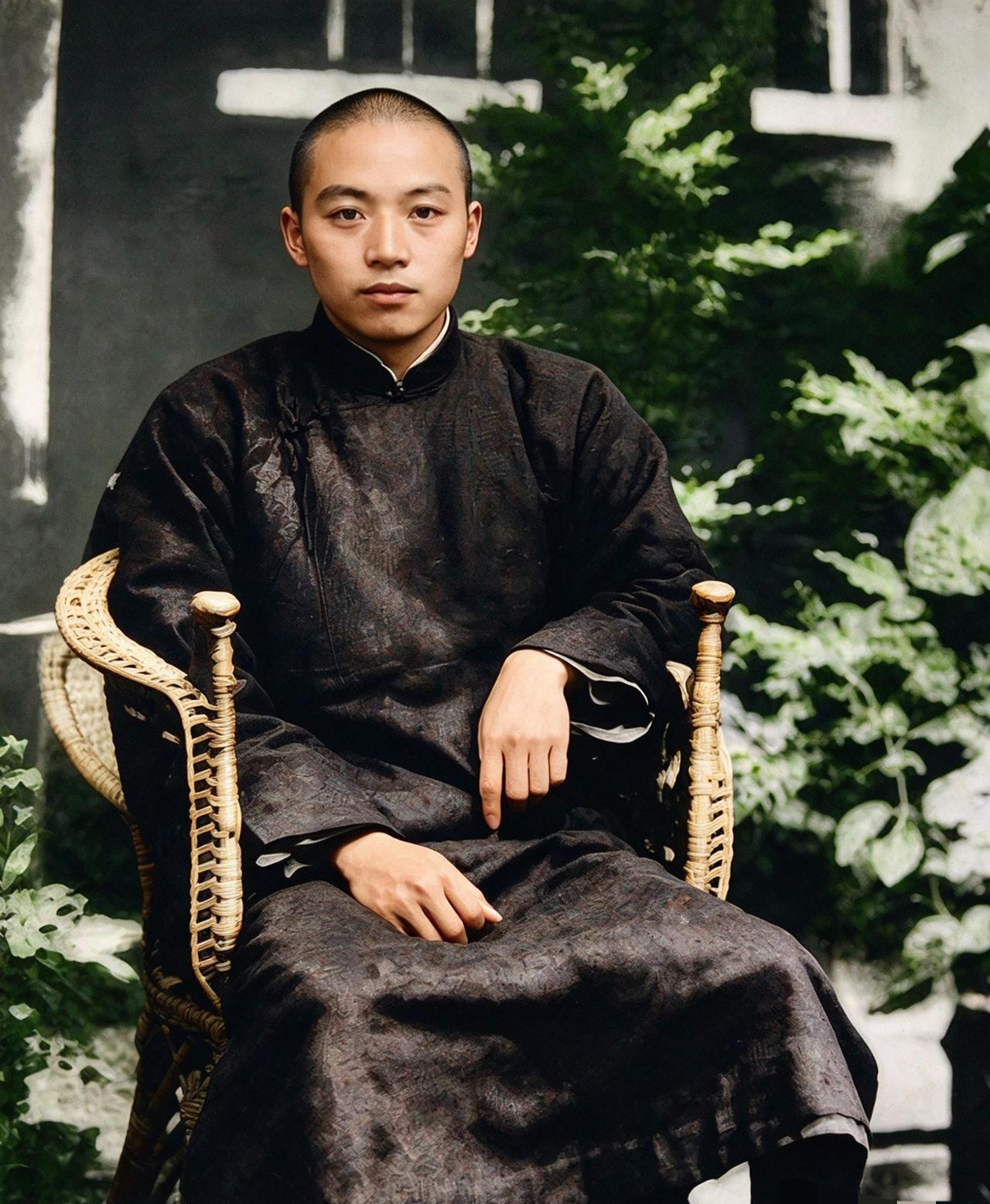 1926年，杨靖宇一张单人留影，镜头中他一身长衫，眼神沉稳坚定