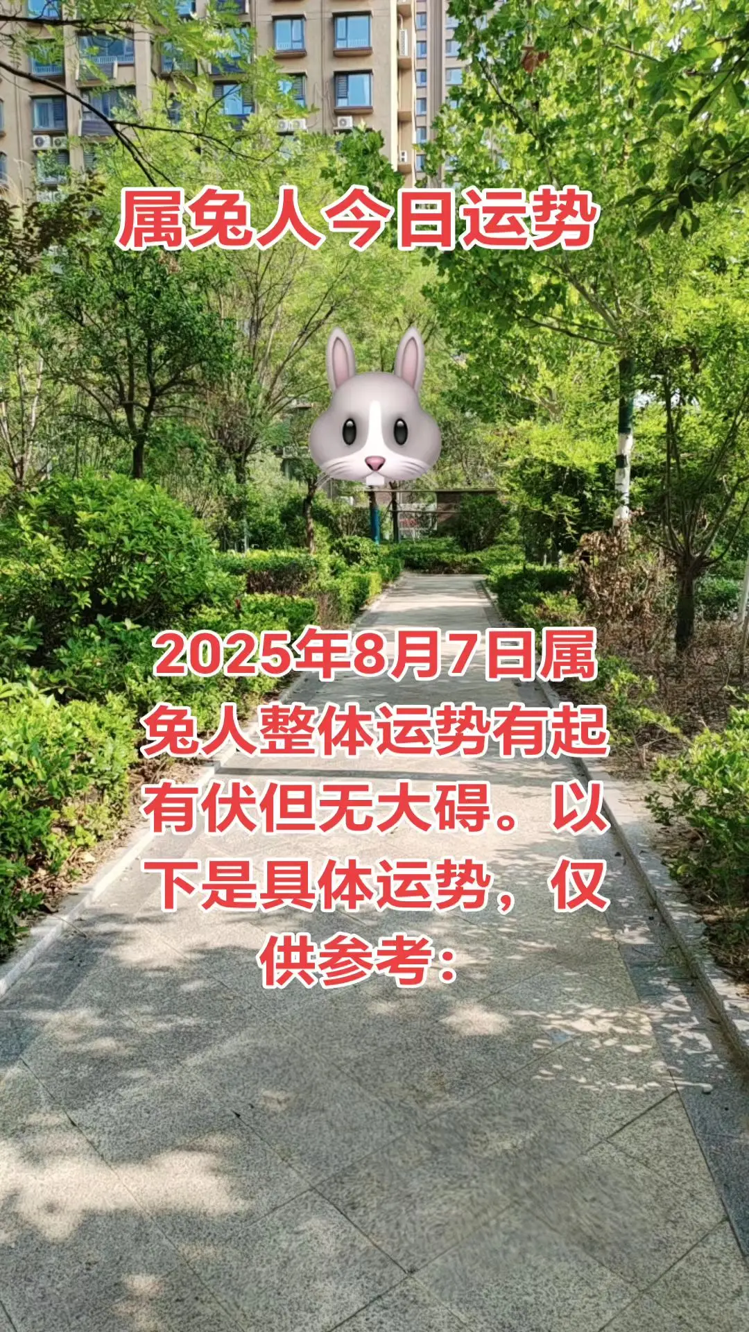属兔人今日运势2025年8月7日属兔人整体运势有起有伏但无大碍。以下是...