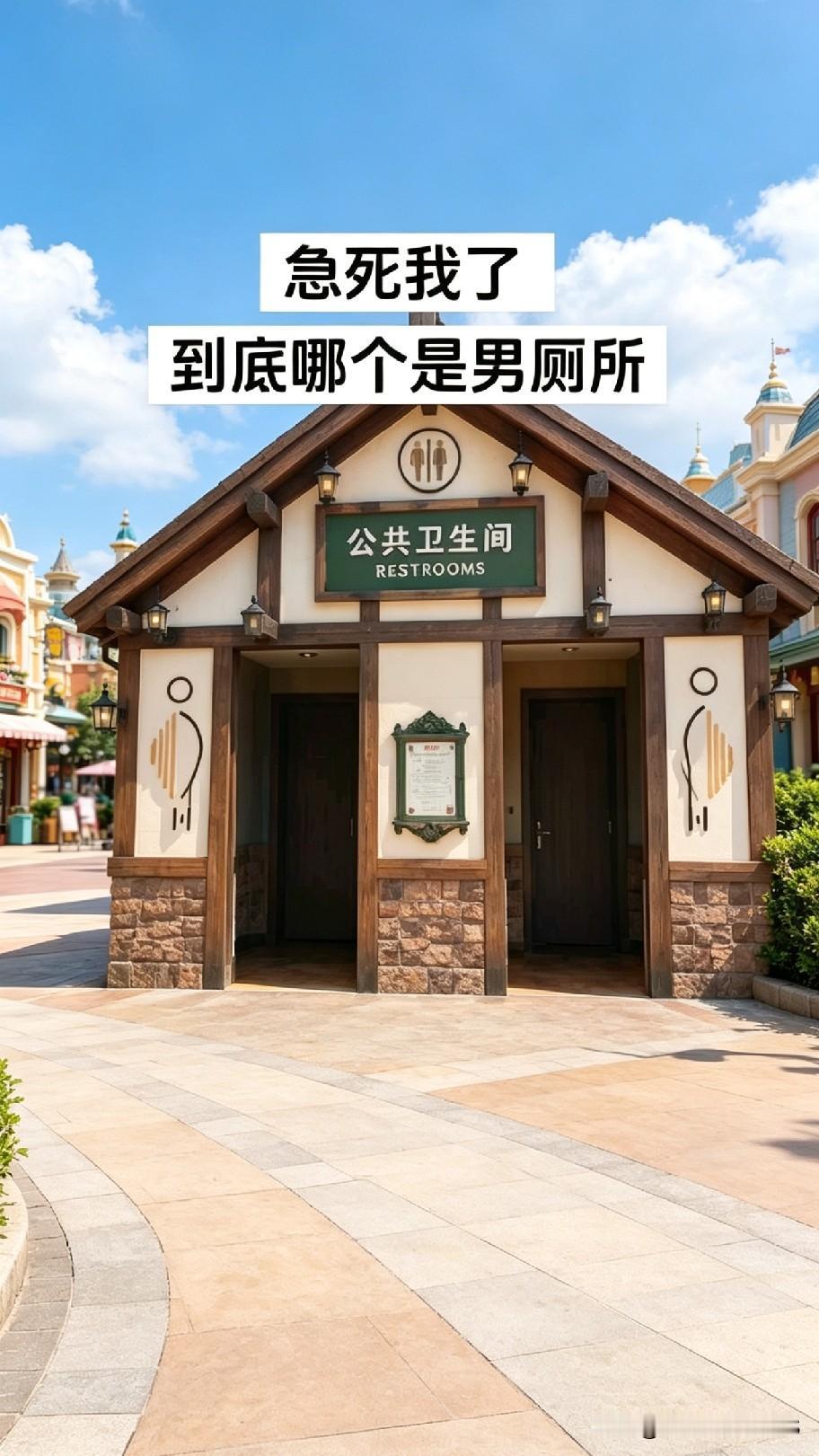 谁来帮忙认一下！这个厕所标志太考验眼力，两边图案看着几乎一模一样，人急的时候脑子