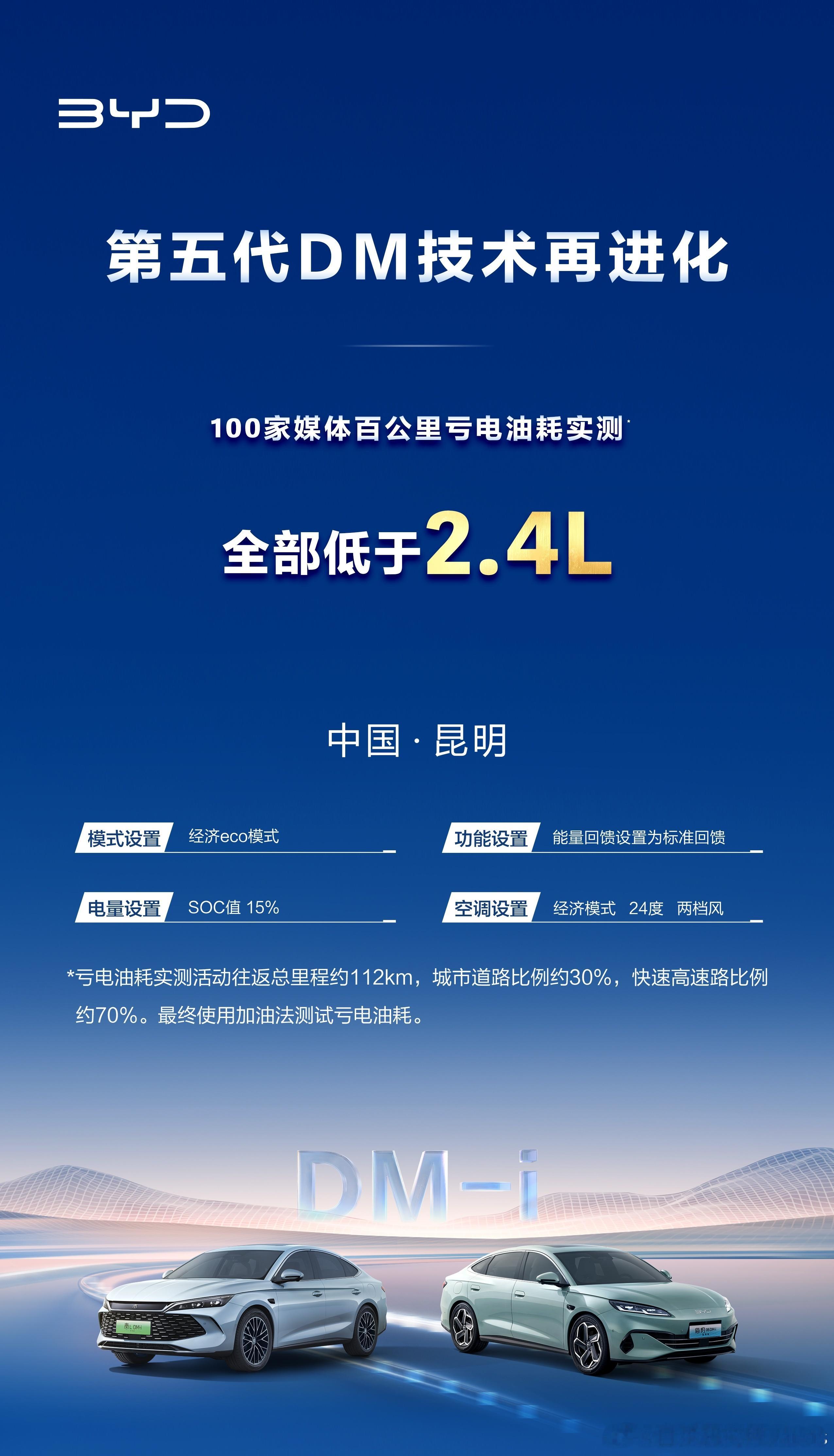 第五代DM昆明这个测试，和去年六月西安那次测试的条件都是一样的一车两人、空调24
