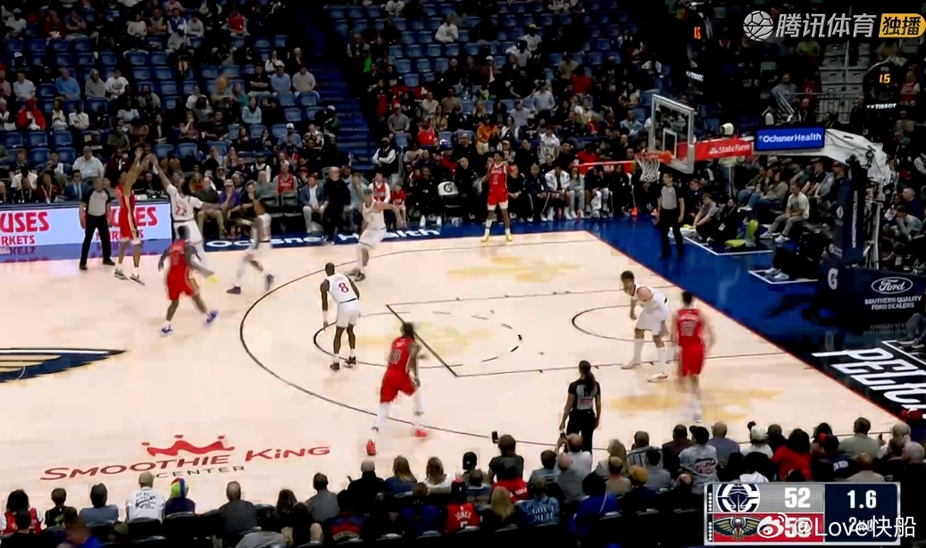 半场结束，快船52比55落后，这一次墨菲的神仙球终于没进！ 