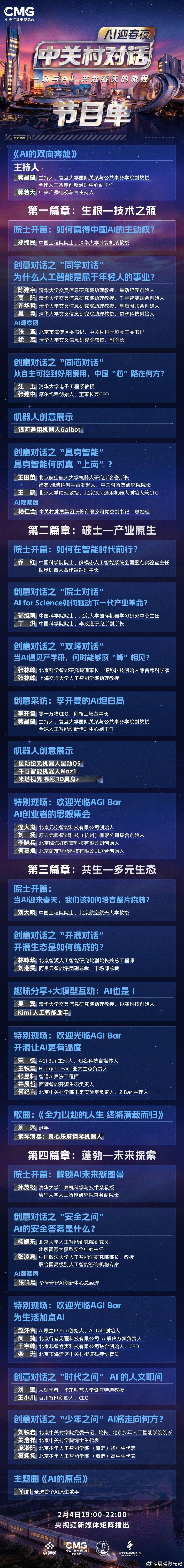中关村对话AI迎春夜节目单 节目设置四大篇章，从“生根——技术之源”到“蓬勃——