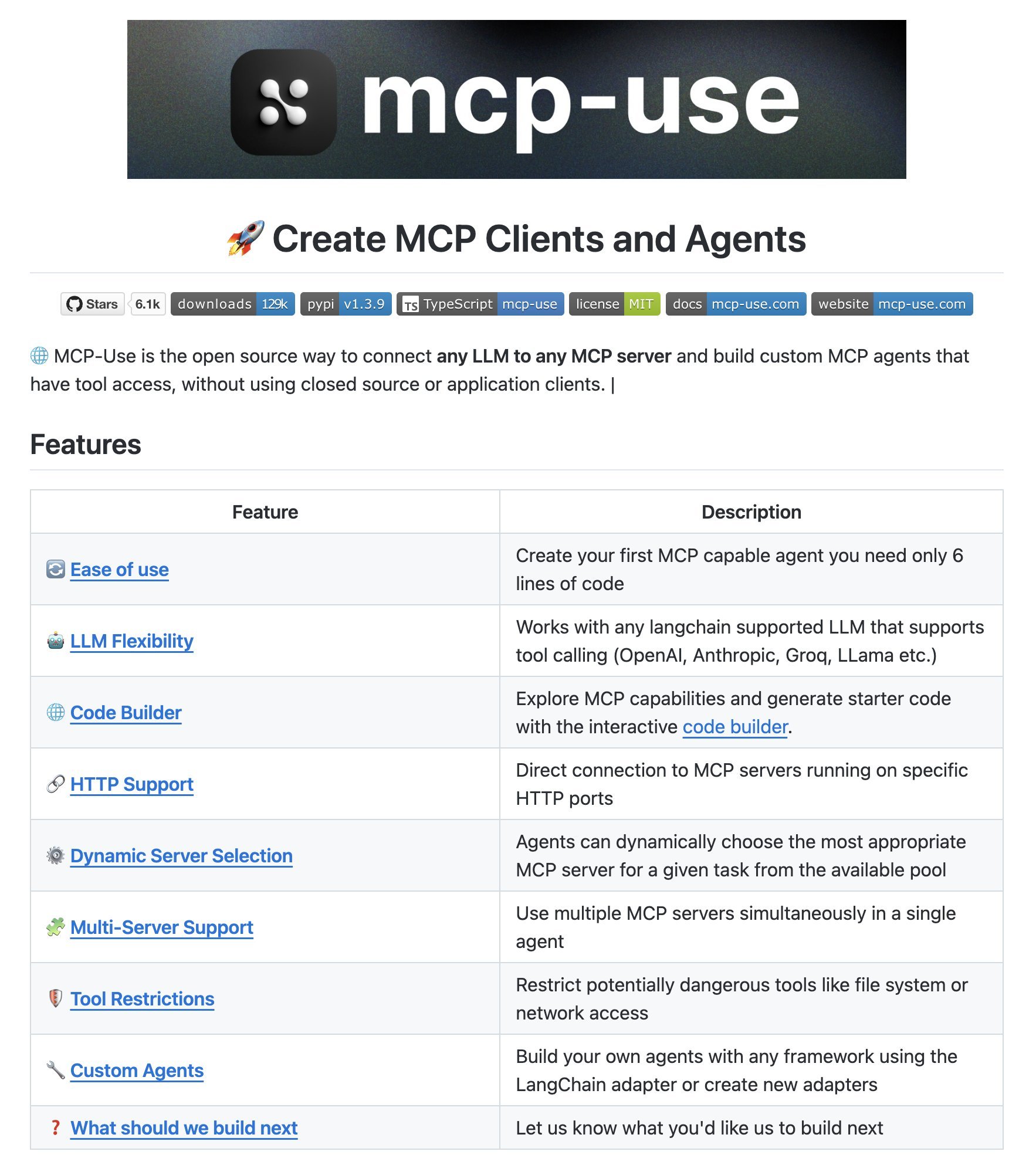一个可以将任何 LLM 连接到任何 MCP 服务器的项目：mcp-usegith