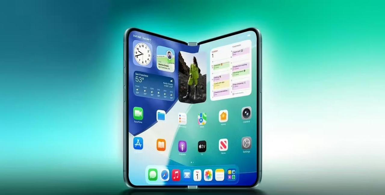 iPhone Fold苹果折叠屏，整体尺寸比当年OPPO中尺寸折叠屏大一些，华为